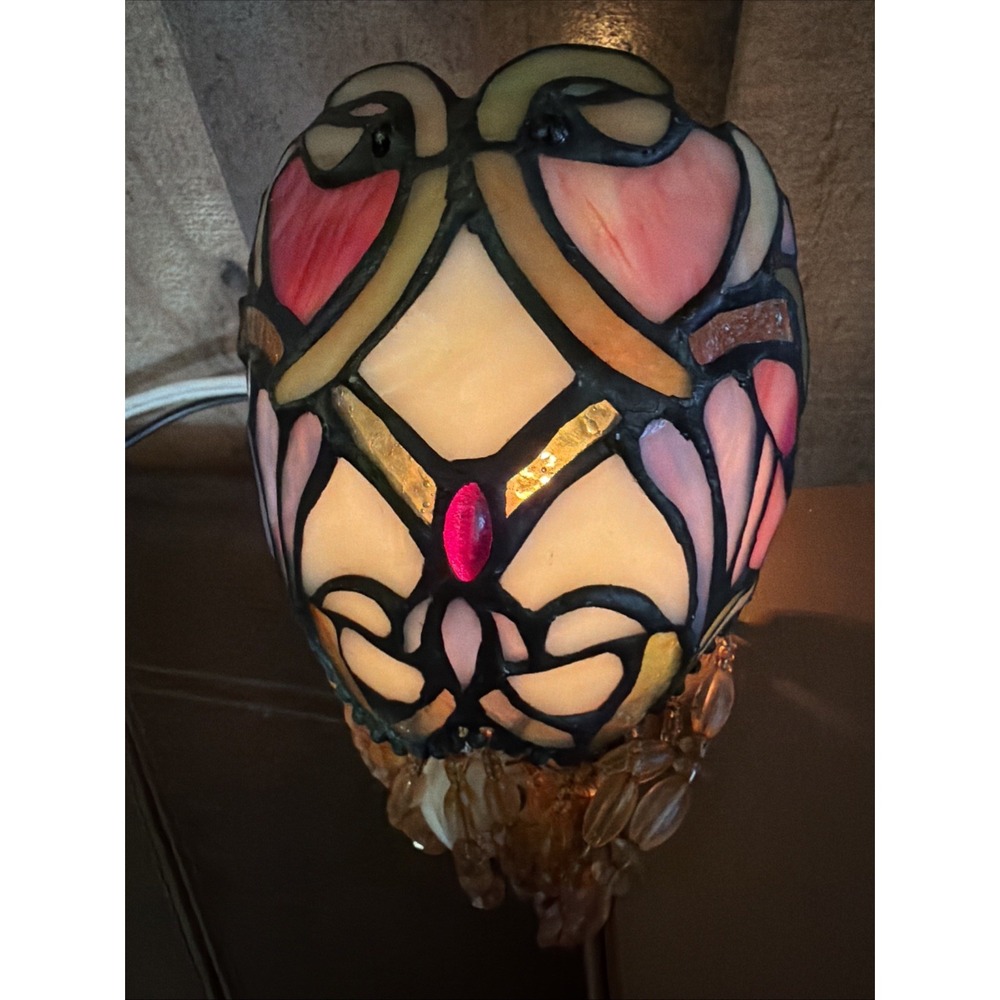 Vintage Gallery Art Stained Glass Night Light Blue/Purple/Pink Tiffany Style